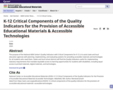 AEM Center: K-12 Critical Components of the Quality Indicators for the Provision of Accessible Educational Materials & Accessible Technologies