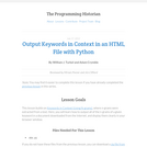 The Programming Historian 2: Output Keywords in Context in HTML File