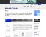 Two Years Later: Journals Are Not Yet Enforcing the ARRIVE Guidelines on Reporting Standards for Pre-Clinical Animal Studies