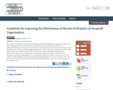 Guidelines for Improving the Effectiveness of Boards of Directors of Nonprofit Organizations