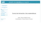 Curso de iniciación a las matemáticas