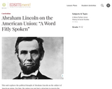 Abraham Lincoln on the American Union: "A Word Fitly Spoken"